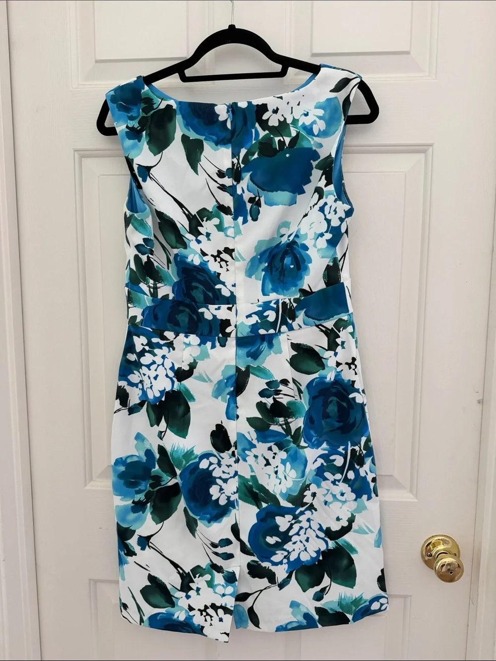 Dress Barn White Midi Dress with Blue Floral Print - Picture 2 of 2